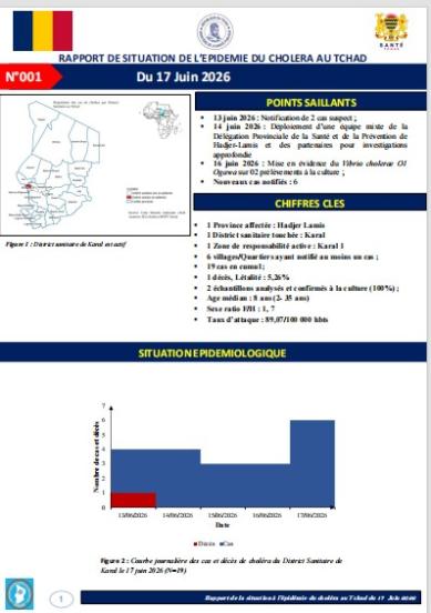 RAPPORTS DE SITUATION DE L’EPIDEMIE DU CHOLERA AU TCHAD, JUIN 2026